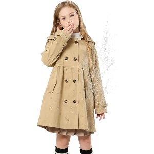 Ahaolaiyi Girl's Trench Coat Hooded Waterproof rain jacket Outerwear 6-14 Years