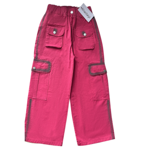 Ahaolaiyi Girls Baggy Casual Cargo Pants Waist Wide Leg Pants Kids, 5-12 Years